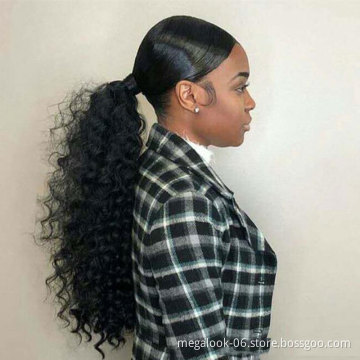 Unprocessed Natural Human Hair Ponytail Extension 100g Full Ponytail Wig Brazilian Hair Clip Ponytail 22inch Black Brown colors